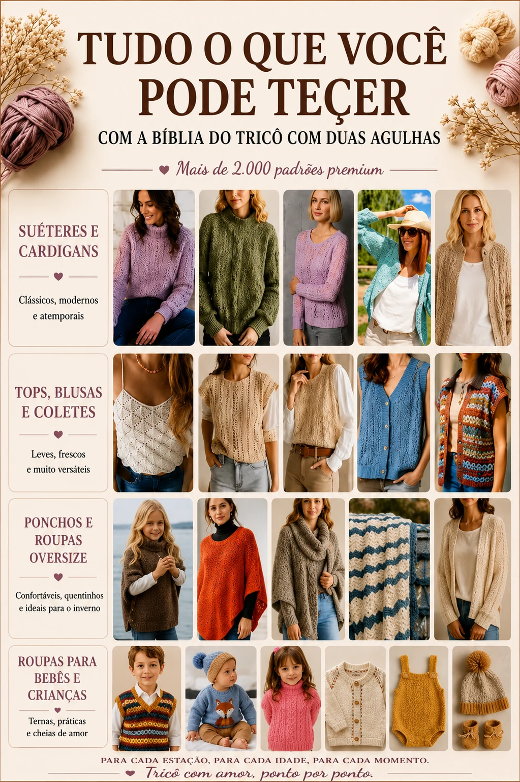 Modelos da Bíblia do Tricô com Duas Agulhas